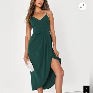 Lulus Reinette Dark Green Midi Dress